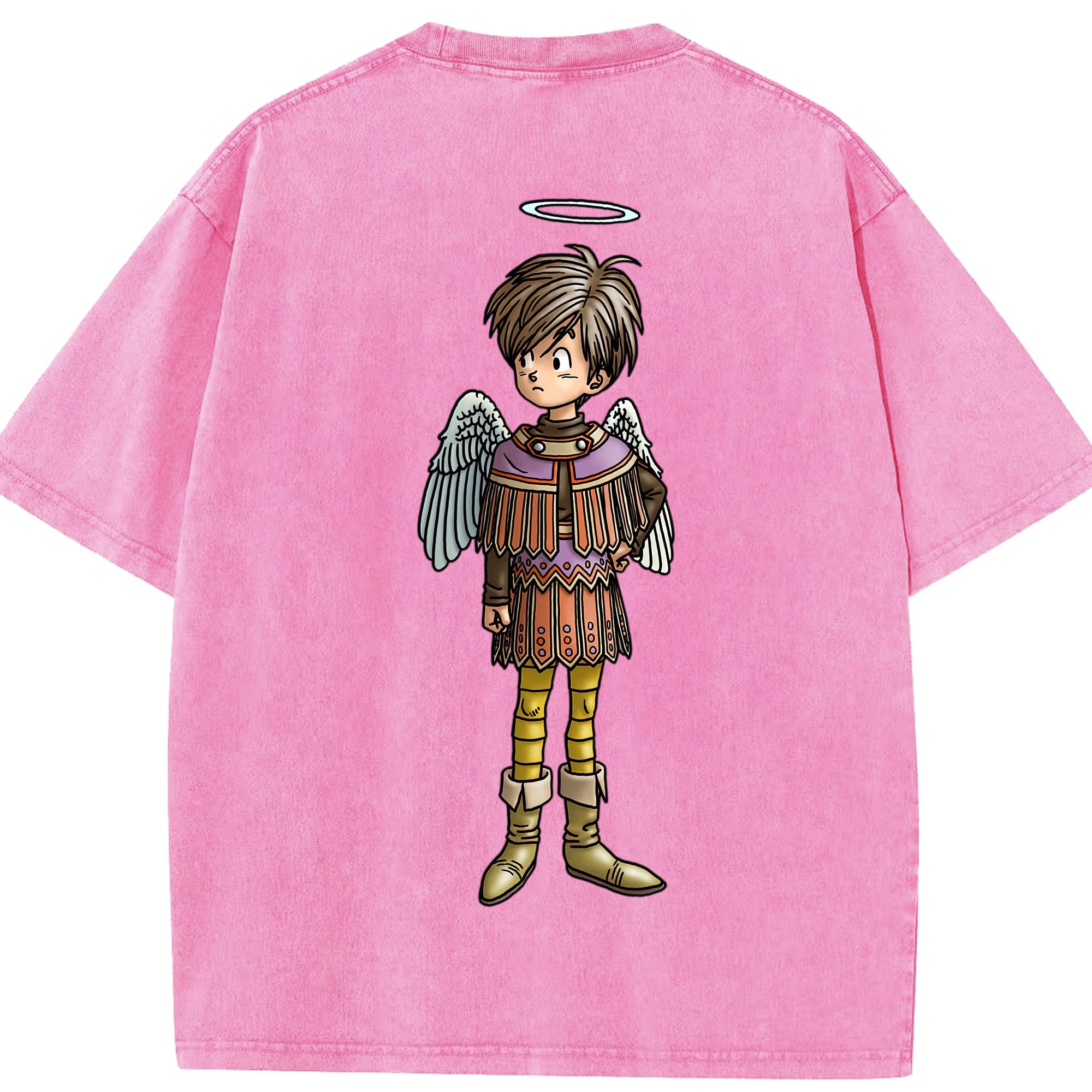（画像用） ドラゴンクエスト Doragon Kuesuto Dragon Quest 綿100% ヴィンテージ風 半袖Tシャツ（背面プリント）